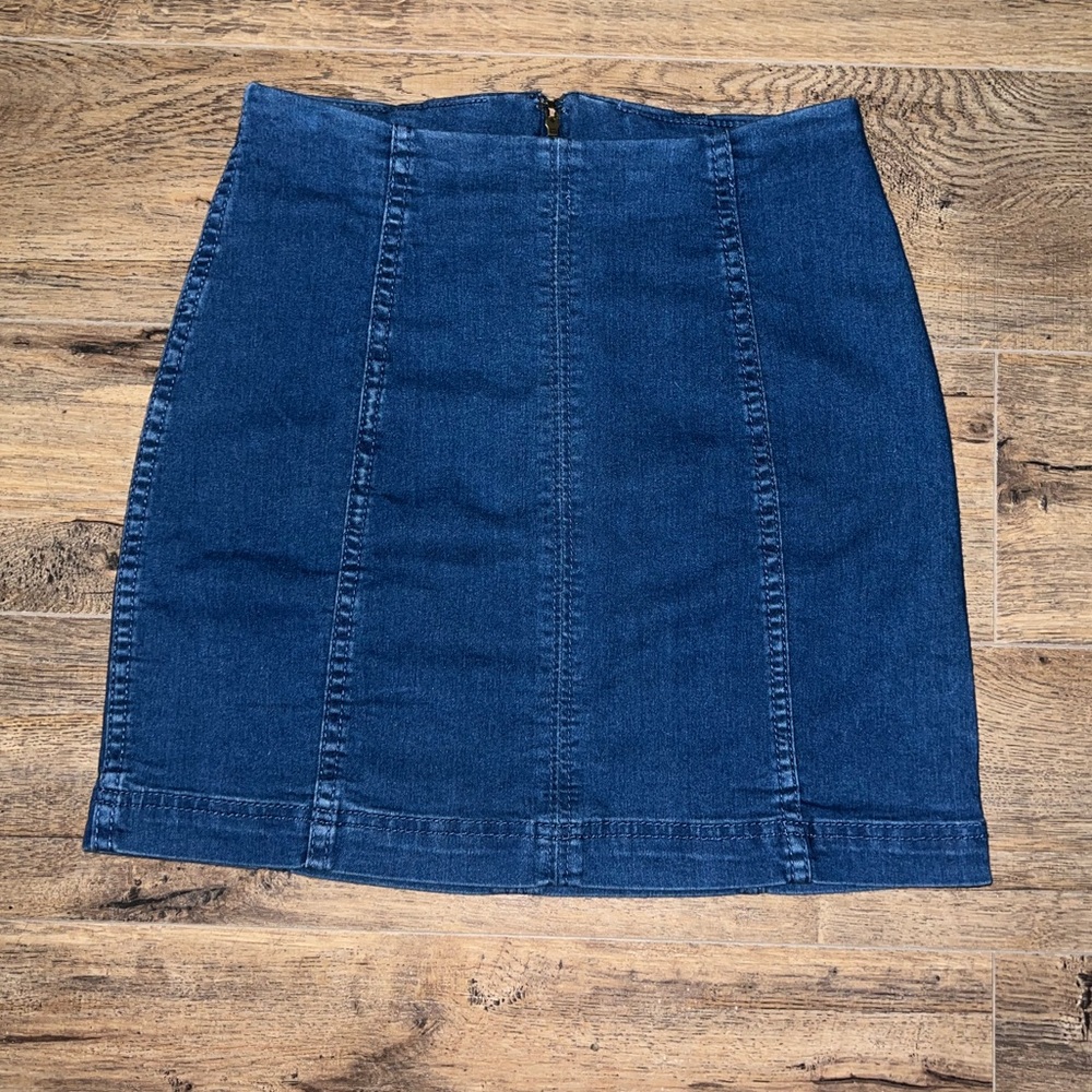 Free People Modern Femme Blue Denim Skirt - Picture 3 of 12